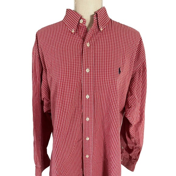 Ralph Lauren Blake Shirt Men’s Large Button Up Check‎ Red Plaid - Picture 1 of 5